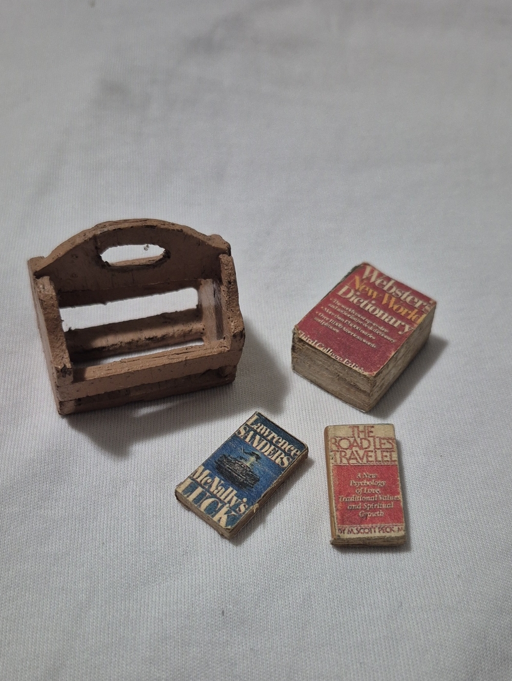 Miniature Wooden Caddy + Miniature Books